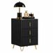 SoBuy FBT115-L-SCH Table de chevet noire avec 3 tiroirs