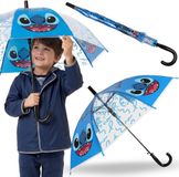 sarcia.eu DISNEY Stitch Blauwe kinderparaplu VOOR JONGENS, transparante OPVOUWBARE AUTOMATISCHE paraplu