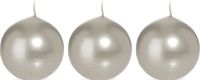 Trend Candles Bougeoir lisse - 3x - argent - 7 cm - 16 heures de combustion - bougies rondes