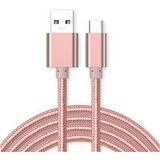 Little Boutik® Kabel Type-C Versterkte nylon Lengte 2M Roze