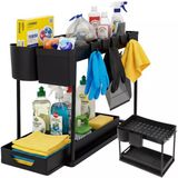 Ruhhy organiseur d'évier 2 couches – étagère noire avec tiroirs pour cuisine et salle de bain
