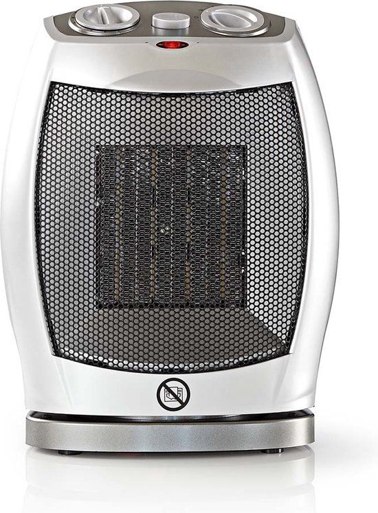 Nedis Keramische PTC-Ventilatorkachel | 750 / 1500 W | 2 Verwarmingsmodi | Instelbare thermostaat | Draait automatisch | Oververhittingsbeveiliging | Omvalpreventie