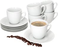 MamboCat Set van 6 TOMMY koffiekopjes schotel wit porselein