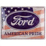 Nostalgic-Art Retro metalen bord, 30 x 40 cm, Ford – American Pride US Flag – Cadeau idee voor Ford fans, Official License Product (OLP), van metaal, vintage design