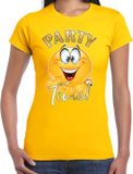 Bellatio Decorations Foute party t-shirt voor dames - Party Time - geel - carnaval/themafeest S
