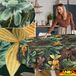 ANRO Tafelkleed Tropische bladeren Bruin Ovaal 160x140cm Met sierband Afwasbaar Waterafstotend