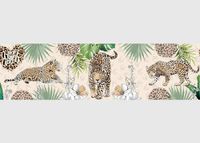 AG Design AWB 8264 Zelfklevende rand Wild Leopard, waterbestendig, decoratie voor muren, meubels, behang, wandbekleding en deuren, folie, meerkleurig, breedte 500 cm x hoogte 13,8 cm