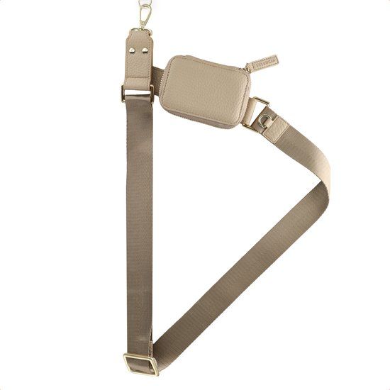 Selencia Universeel Telefoontasje met koord - Telefoon Ketting - GSM Koord - Beige