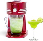 Nostalgia Bevroren drankstation van 1,2 liter, perfect voor slush-dranken, sneeuwkegels, margarita's, Daiquiris, roestvrijstalen messen, kabelopslag, retro rood