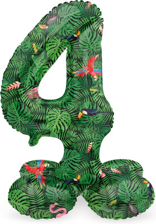 Folat Staande Folieballon Cijfer 4 Jungle Vibe - 41 cm