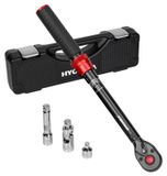HYCHIKA Momentsleutel 3/8 inch, 10-60 Nm, ± 2% nauwkeurigheid, 72 tanden, auto motorfiets fiets momentsleutelset met 3/8 naar 1/4 adapter, cardangewricht, 75 mm verlengstang fiets