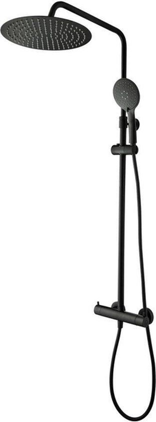 Tiger Twiss Doucheset - Regendouche Ø 30 cm - Handdouche - Thermostatisch - Mat Zwart