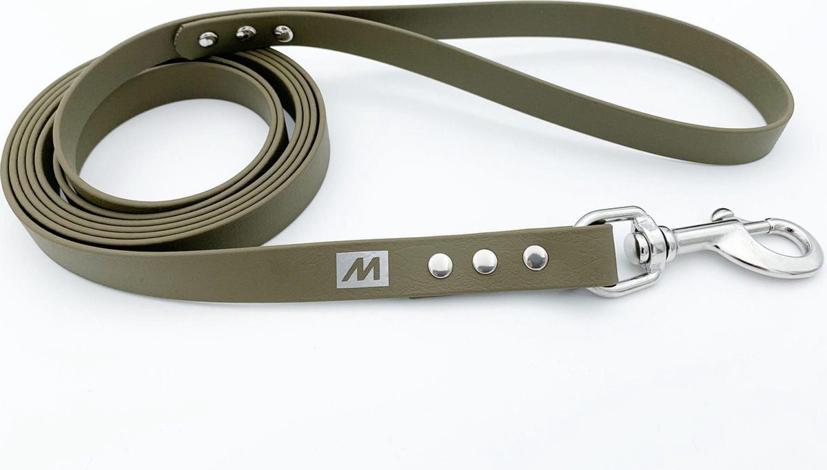 BIOTHANE Miqdi hondenriem - olijf groen - 19 mm breed - 5 meter lang - zonder handvat