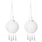 WELFE AMARE Solar Lampion 2-delige set met kwasten wit Ø ca. 20 cm met 1 warm witte LED, 9700-1013-101