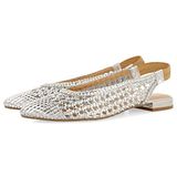 GIOSEPPO Guatavita zwarte kleur lederen gevlochten ballerina's voor dames, metallic zilver, 39 EU