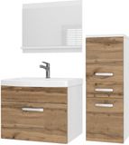 B BELINI GROUP BELINI Badkamermeubel Set PRI M2 - Badmeubelset 90 cm Goudbruin Mat met Wastafel en Spiegel - Wandmontage