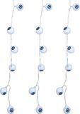 Fiestas Guirca Halloween LED lampjes - 3x - oogbal/ogen - op batterijen - 130 cm - griezel uitstraling