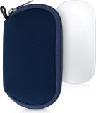 kwmobile computermuis hoes geschikt voor Apple Magic Mouse 1 / 2 hoesje - Muis beschermhoes met rits - Mouse case van neopreen in donkerblauw