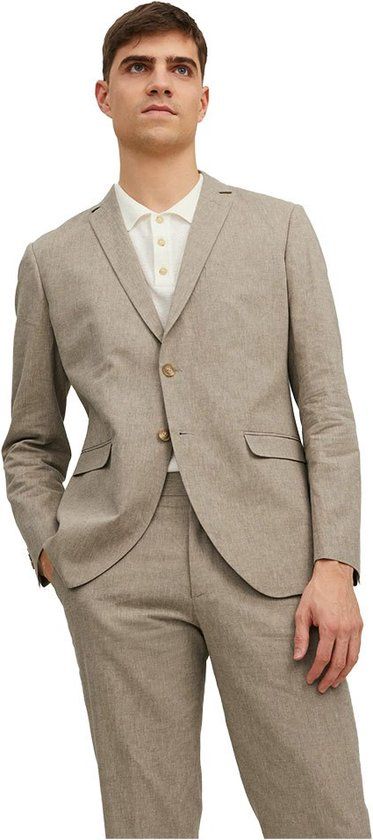 Jack & Jones Riviera Blazer Beige Men's 48 - Casual - Linen - Long Sleeve - Spring/Summer 2023