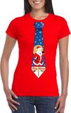 Bellatio Decorations Shoppartners Bv Foute Kerst t-shirt stropdas met kerstman print rood voor dames XS