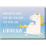 Grafisch Grafik-Werkstatt Ongeacht hoe alt ik Bin. Ik wil een eenhoorn | koelkast grappig met spreuk | 9 x 6,5 x 0,4 cm | vintage | retro | nostalgische magneet, metaal, uni, 5 x cm