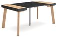 Table à manger extensible en chêne/noir avec pieds en bois