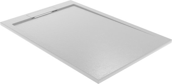 Balmani Indus douchebak 120x80cm composietmarmer lichtgrijs leisteenstructuur