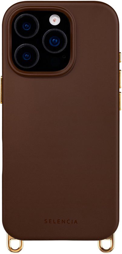 Selencia Rivièra MagSafe Backcover met afneembare haakjes voor de Apple iPhone 16 Pro - Choco Brown