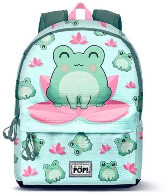 Oh My Pop! Schoolrugzak met Dierenprint en Kikker Personage - Multicolor