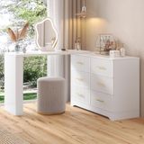 STILVORA Kaptafel Met Draaibaar Ontwerp En Led Verlichting Voor Make-up En Thuiswerkruimte Wit En Goud 110x40x129 Cm Modern