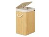 JOYFURNOS Panier à linge avec couvercle, panier de lavage pliable en bambou avec sac doublure amovible et cadre en bois solide, grande capacité de 72L, taille gain de place 40x30x61cm, idéal pour chambre, salle de bain, buanderie, dortoir, Naturel
