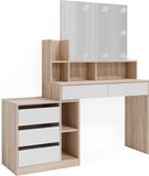 Vicco Kaptafel Anja Wit/Sonoma 139.8 cm met spiegel en LED-lichtslinger