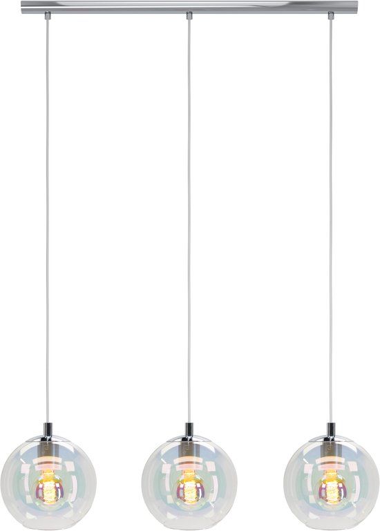 Eglo Ariscani 2 Hanglamp - E27 - 76.5 cm - Chroom/Gekleurd glas