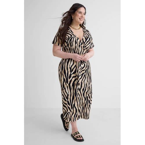 GREAT LOOKS crinkle overslagjurk met zebraprint multi
