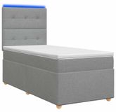 vidaXL LED Boxspringbed met Matras Lichtgrijs 90 x 190 cm Stof