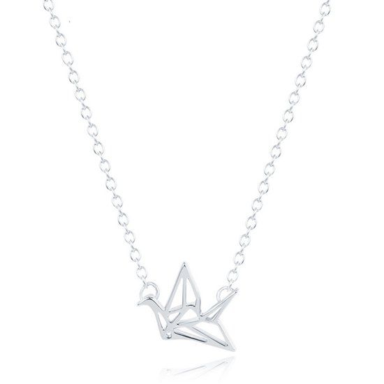 LGT JWLS LGT Jewels Dames ketting Origami Crane hanger Zilverkleurig