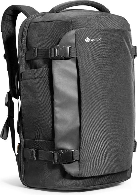 Tomtoc 40L Reisrugzak, TSA-vriendelijke handbagage, Zwart, Polyester, Unisex
