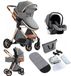 Corvance B.V. Poussette - 3 en 1 - Trolley pliable pour bébés - Léger - Haut paysage - Poussette - Design élégant - Poussette auto pour nouveau-né - Pliage compact - Gris