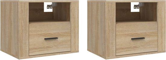 vidaXL Nachtkastjes - Set van 2 - Wandgemonteerd - Sonoma Eikenkleur