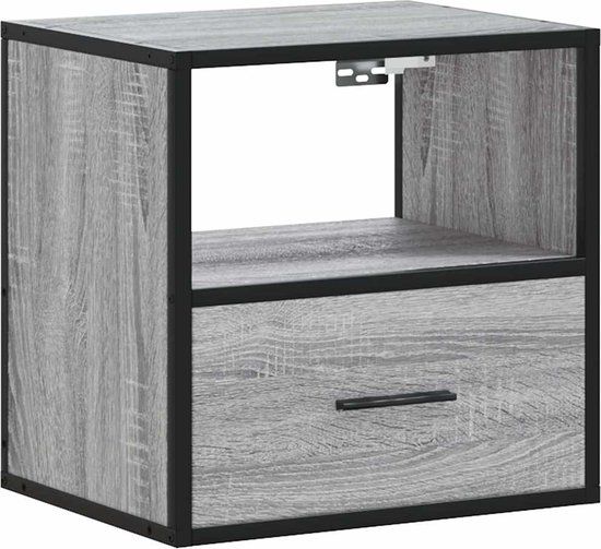 vidaXL Nachtkastje wandgemonteerd 40x31x39,5cm grijs sonoma eikenkleur