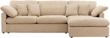 Hioshop Amalfi chaise longue bank 6 coussins décoratifs côté gauche couleur sable