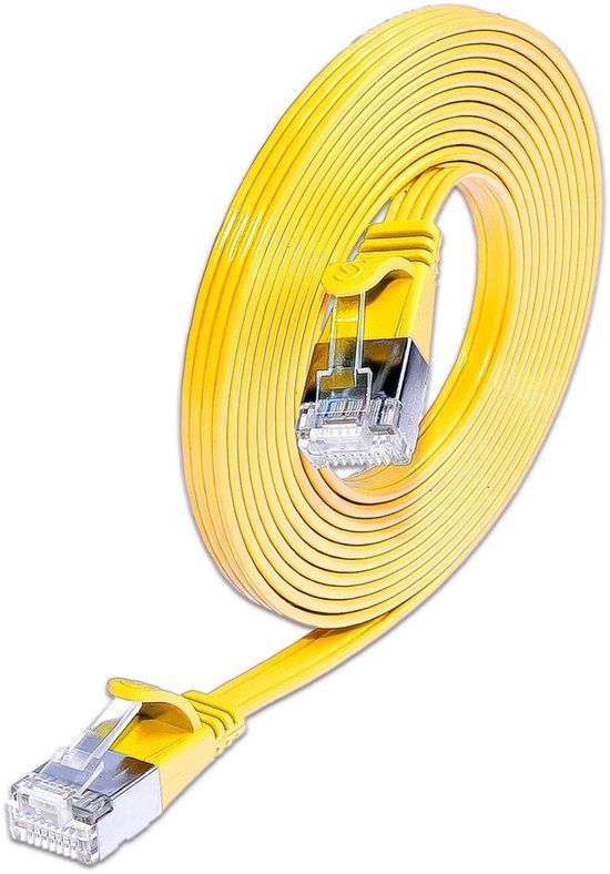 Triotronik Wirewin Pkw-Stp-Slim-Kat6 0.25 Ge Rj45 Netwerk Aansluitkabel Cat 6 U/Ftp 0.25 M Geel Plat