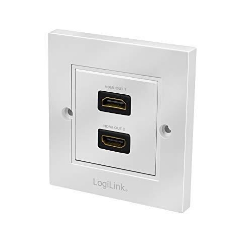 LogiLink AH0018 - HDMI wanddoos met 2x HDMI High Speed met ethernet koppeling (buitenbus/binnenbus) in wit