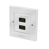 LogiLink AH0018 - Boîtier mural HDMI avec 2x HDMI High Speed avec Ethernet (connecteur femelle/connecteur femelle) Blanc