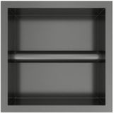Hotbath &More Inbouwnis en Borstelgarnituur - 16 x 16 x 126 cm - Geborsteld Gunmetal PVD