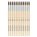 Idena 90092 - Haarborstels, maat 12, met onbeschilderde houten steel, set van 12, schilderspenselen voor scholieren hobbykunstenaars