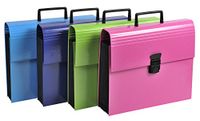Exacompta - Ref. 55630E - 1 Sorteerkoffer Iderama met handvat - gelinieerd papieren deksel - zwarte binnenkant - drukknopsluiting - 12 vakken - afmeting 32x24cm - willekeurige kleuren