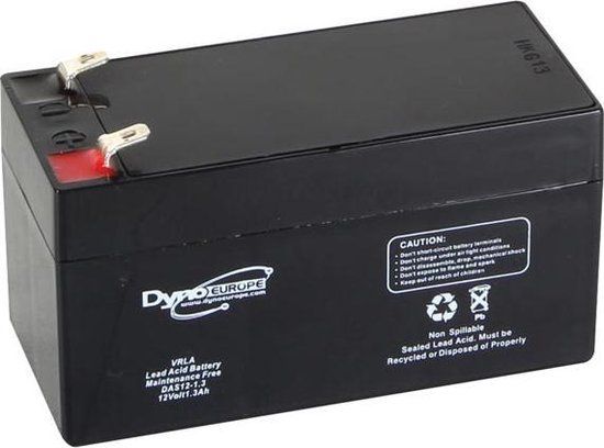 Dyno Europe Lood-Zuur accu - 12V - 1,3 Ah - 1300 mAh - NI-AF10-DAS12-1.3