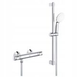 Grohe Grohtherm 500 Doucheset - thermostatische douchekraan - met glijstangset - 90cm - ronde handdouche - 3 straalsoorten - gladde doucheslang - chroom