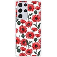 Samsung Galaxy S21 Ultra Fleurs de pavot bedrukt siliconen hoesje